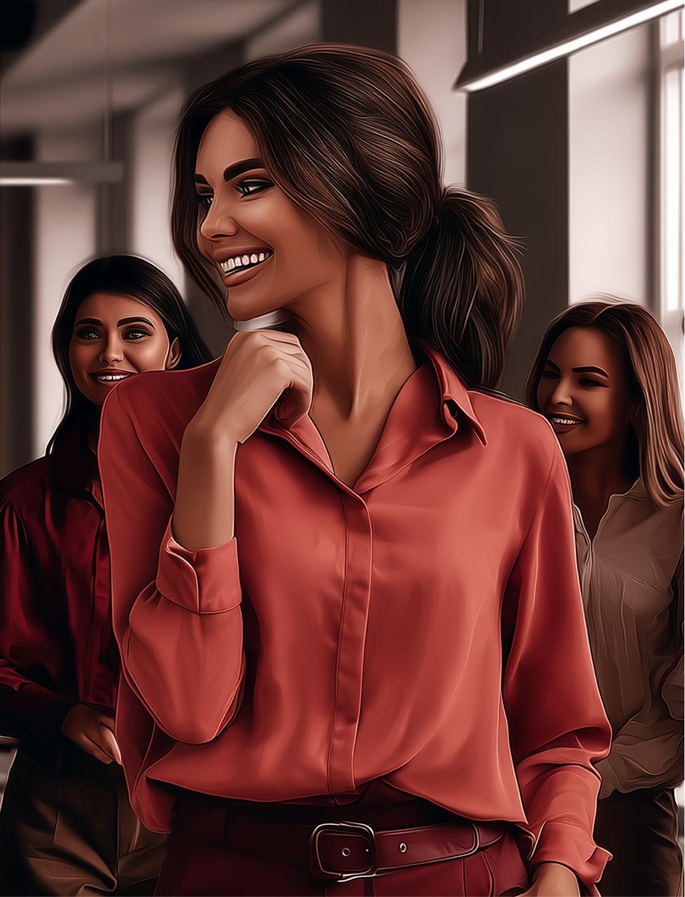 Confident woman leading a group